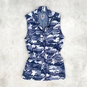 Women’s size small Carhartt utility zip up vest blue camo camouflage
